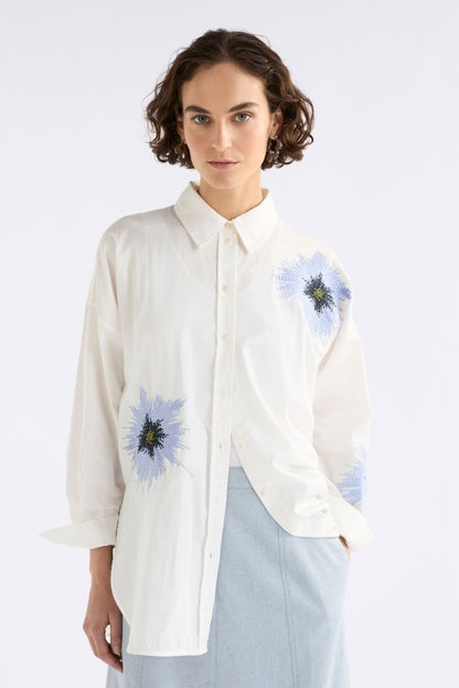 Elk The Label - Eiren Relaxed Shirt - White / Lilac Blue