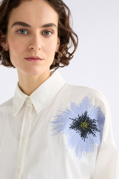 Elk The Label - Eiren Relaxed Shirt - White / Lilac Blue