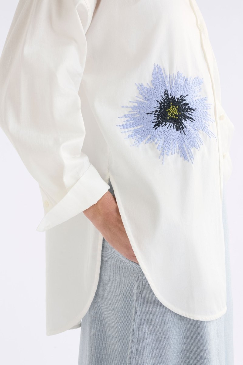 Elk The Label - Eiren Relaxed Shirt - White / Lilac Blue