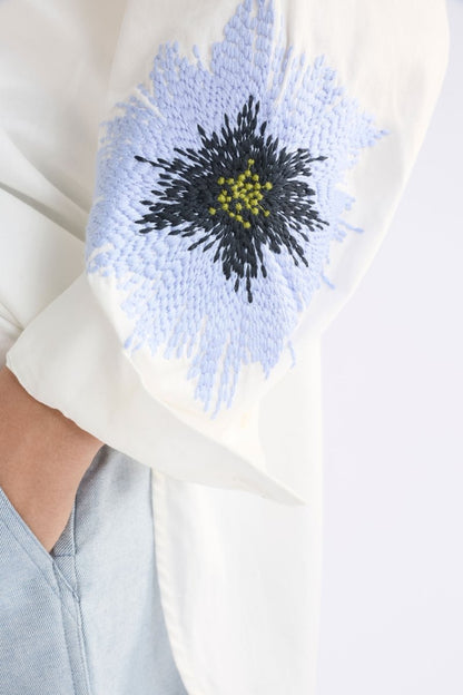 Elk The Label - Eiren Relaxed Shirt - White / Lilac Blue