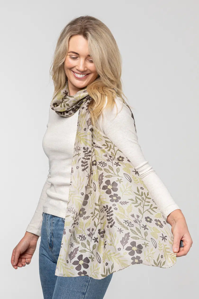 Indus - Silk Scarf - Australian Garden - Natural
