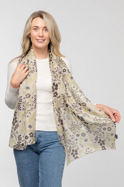 Indus - Silk Scarf - Australian Garden - Natural