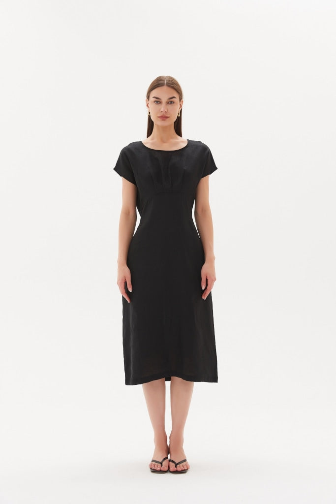 Tirelli - Tie Back Pleat Dress - Black – Tempted Kensington