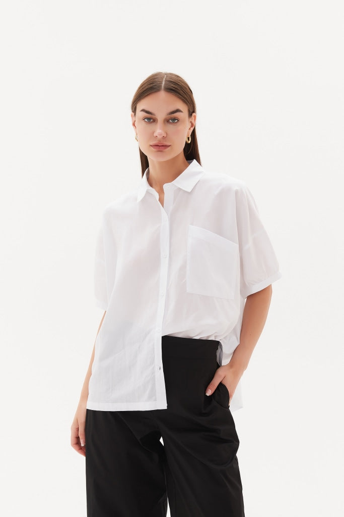 Tirelli - Gathered Cuff Shirt White Apparel & Accessories > Clothing Shirts Tops