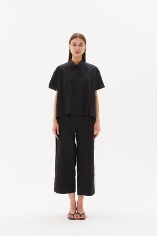 Tirelli - Inverted Pleat Detail Shirt Black Apparel & Accessories > Clothing Shirts Tops