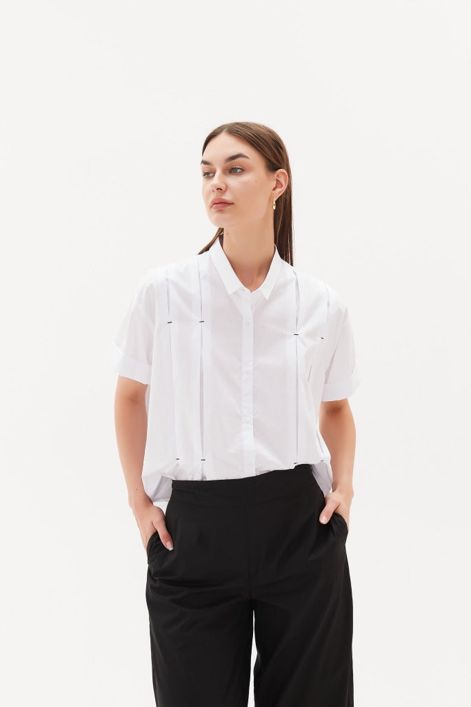 Tirelli - Inverted Pleat Detail Shirt White Apparel & Accessories > Clothing Shirts Tops