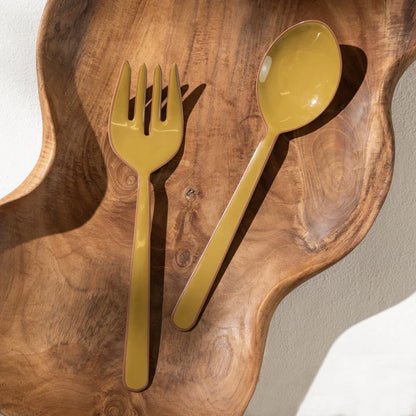 Inartisan - Alder Enamel Salad Server - Olive