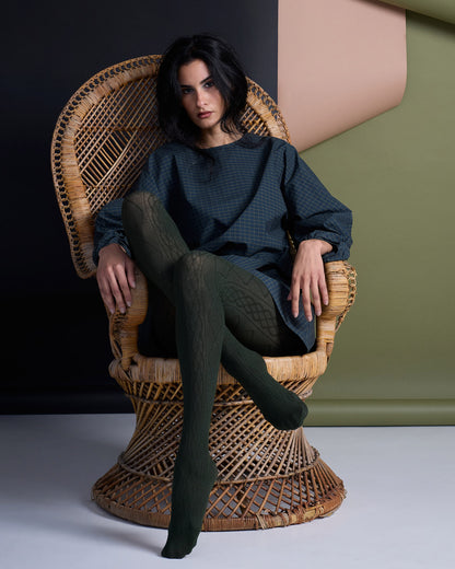 Tightology - Aran Cashmere Blend Tights - Green