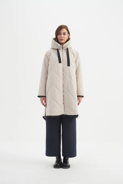 Tirelli - Zip Hem Winter Coat Cream
