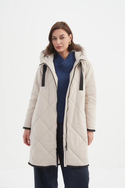 Tirelli - Zip Hem Winter Coat Cream