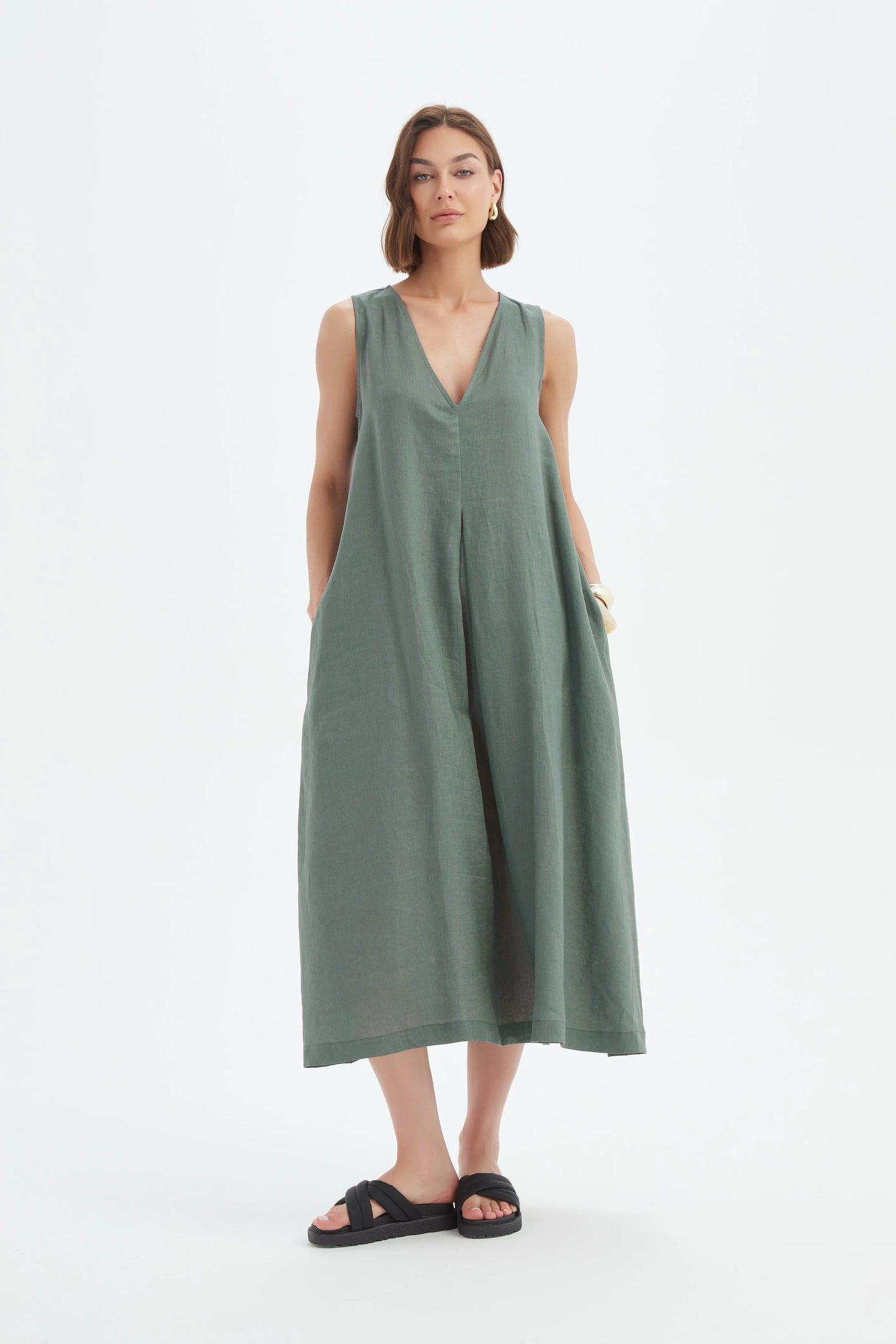 Tirelli - Inverted Pleat Dress - Petrol