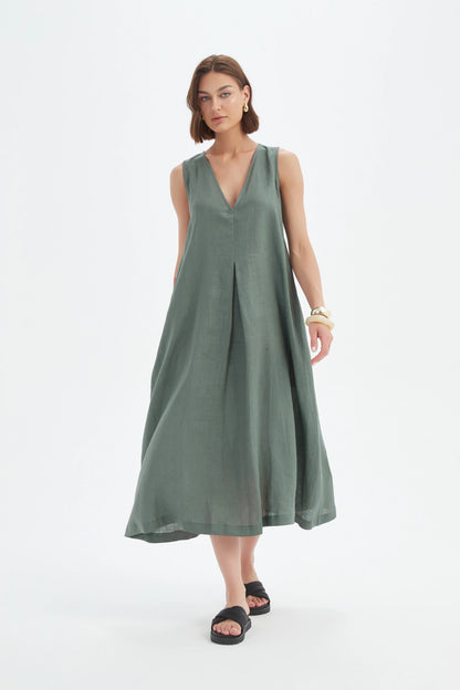 Tirelli - Inverted Pleat Dress - Petrol