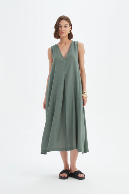 Tirelli - Inverted Pleat Dress - Petrol