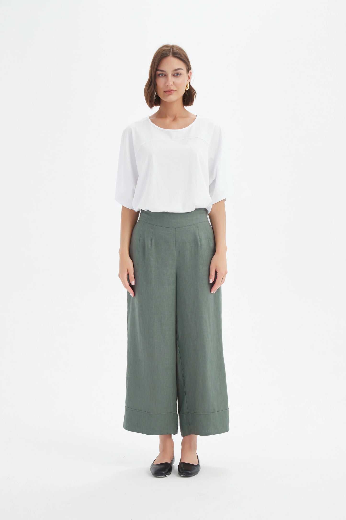 Tirelli - Wide Leg Linen Pant - Petrol