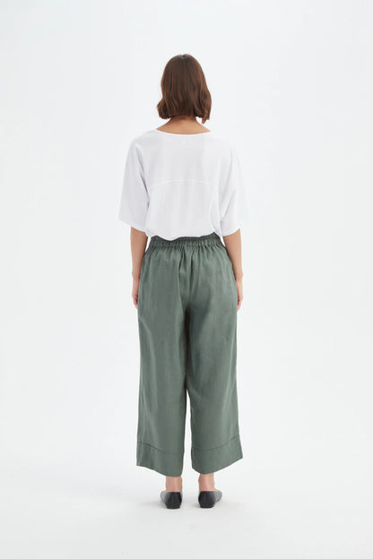 Tirelli - Wide Leg Linen Pant - Petrol