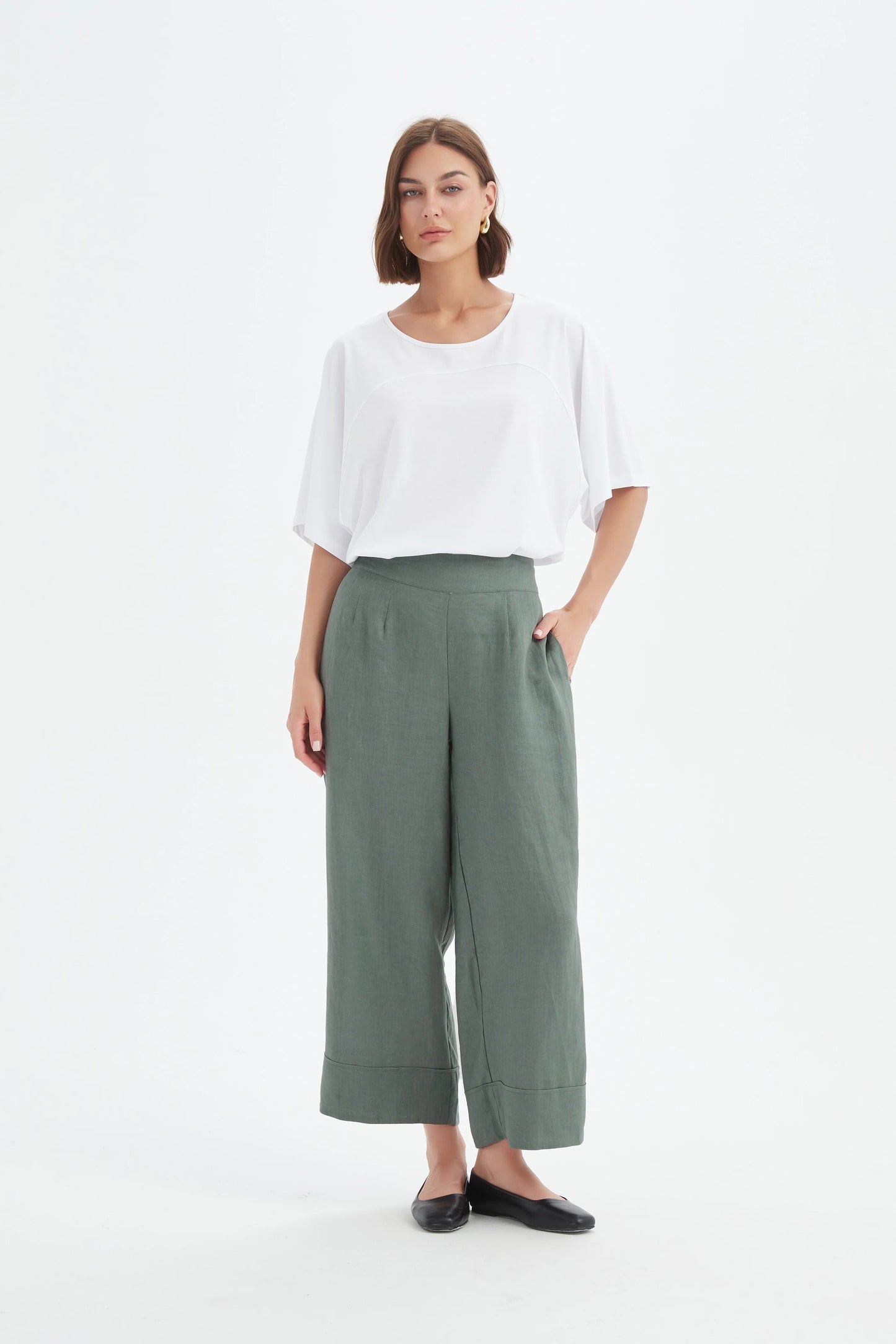 Tirelli - Wide Leg Linen Pant - Petrol
