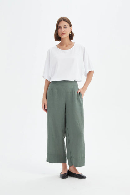 Tirelli - Wide Leg Linen Pant - Petrol