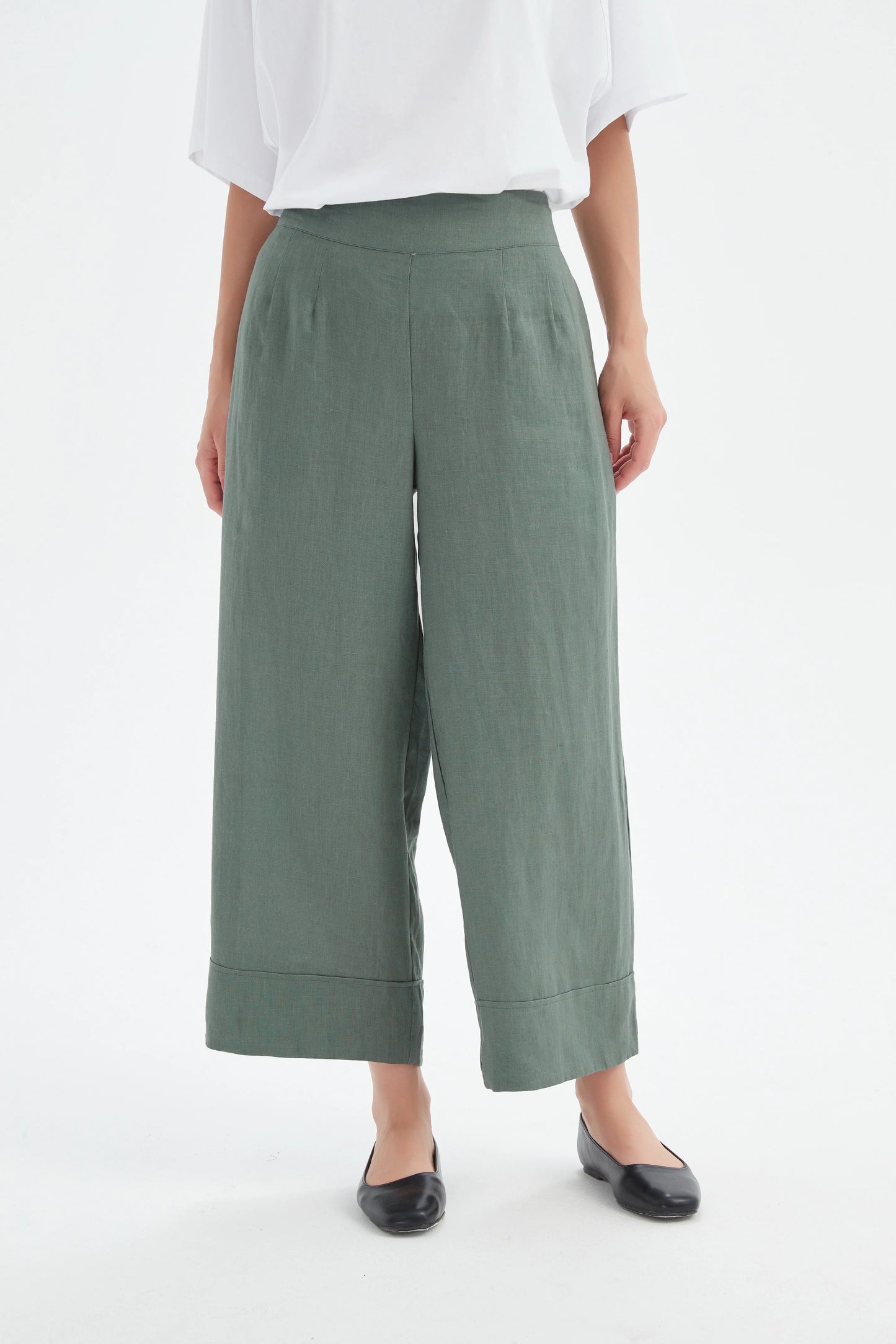 Tirelli - Wide Leg Linen Pant - Petrol