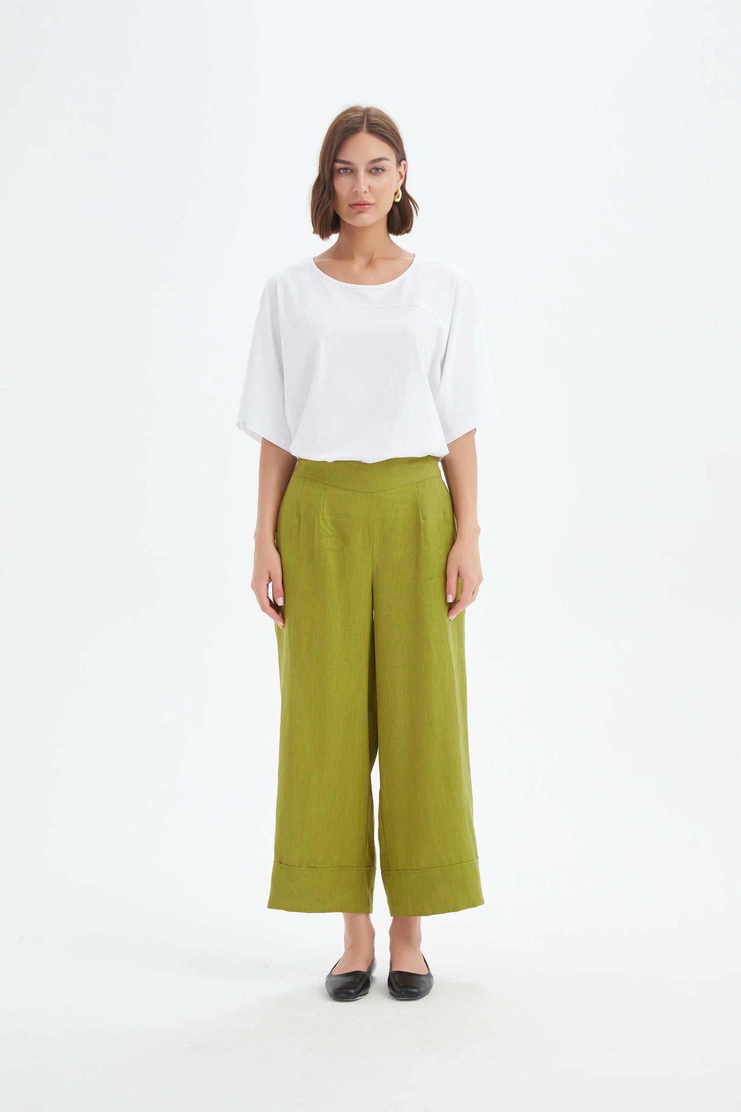Tirelli - Wide Leg Linen Pant - French Chartreuse
