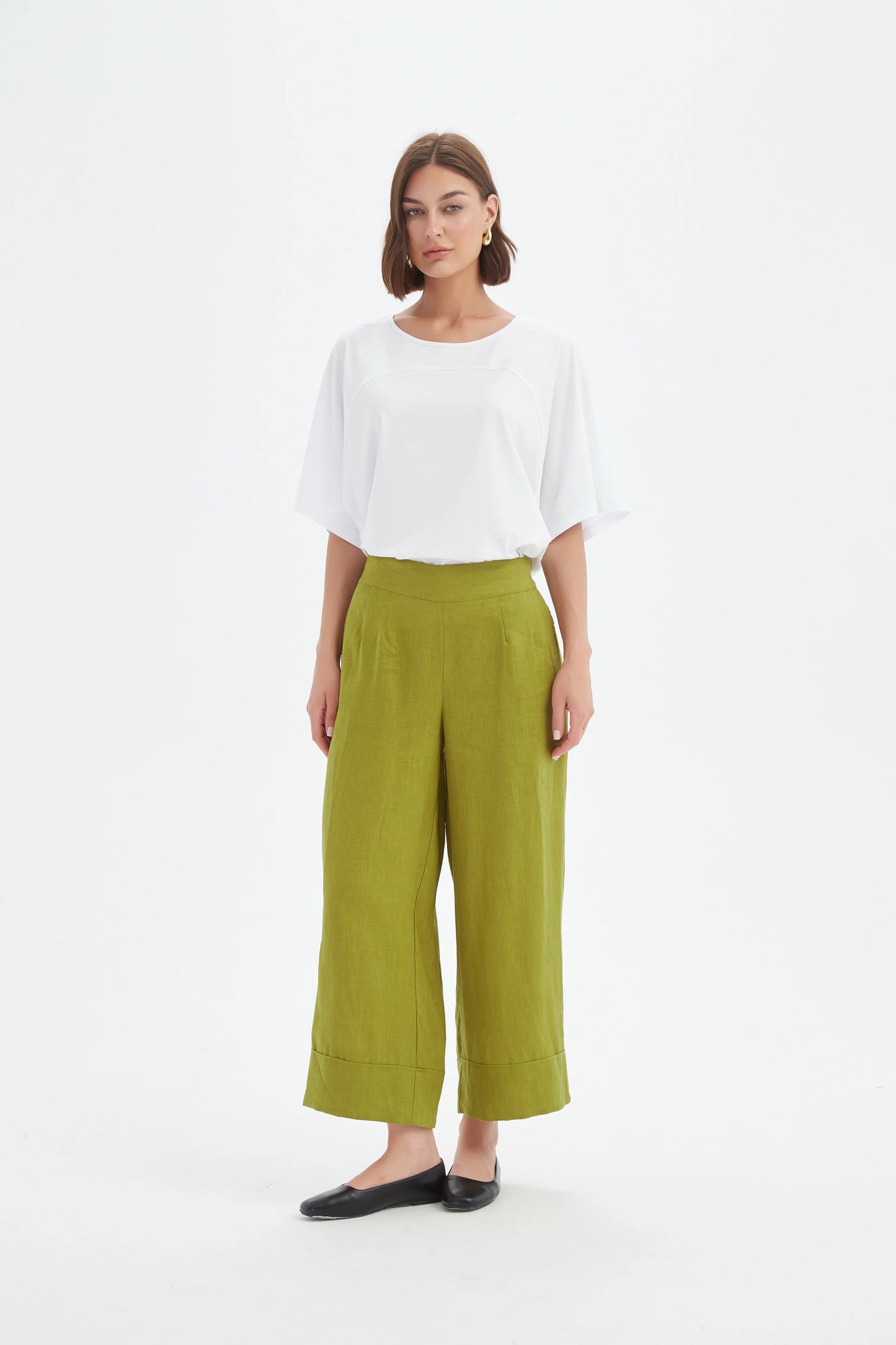 Tirelli - Wide Leg Linen Pant - French Chartreuse