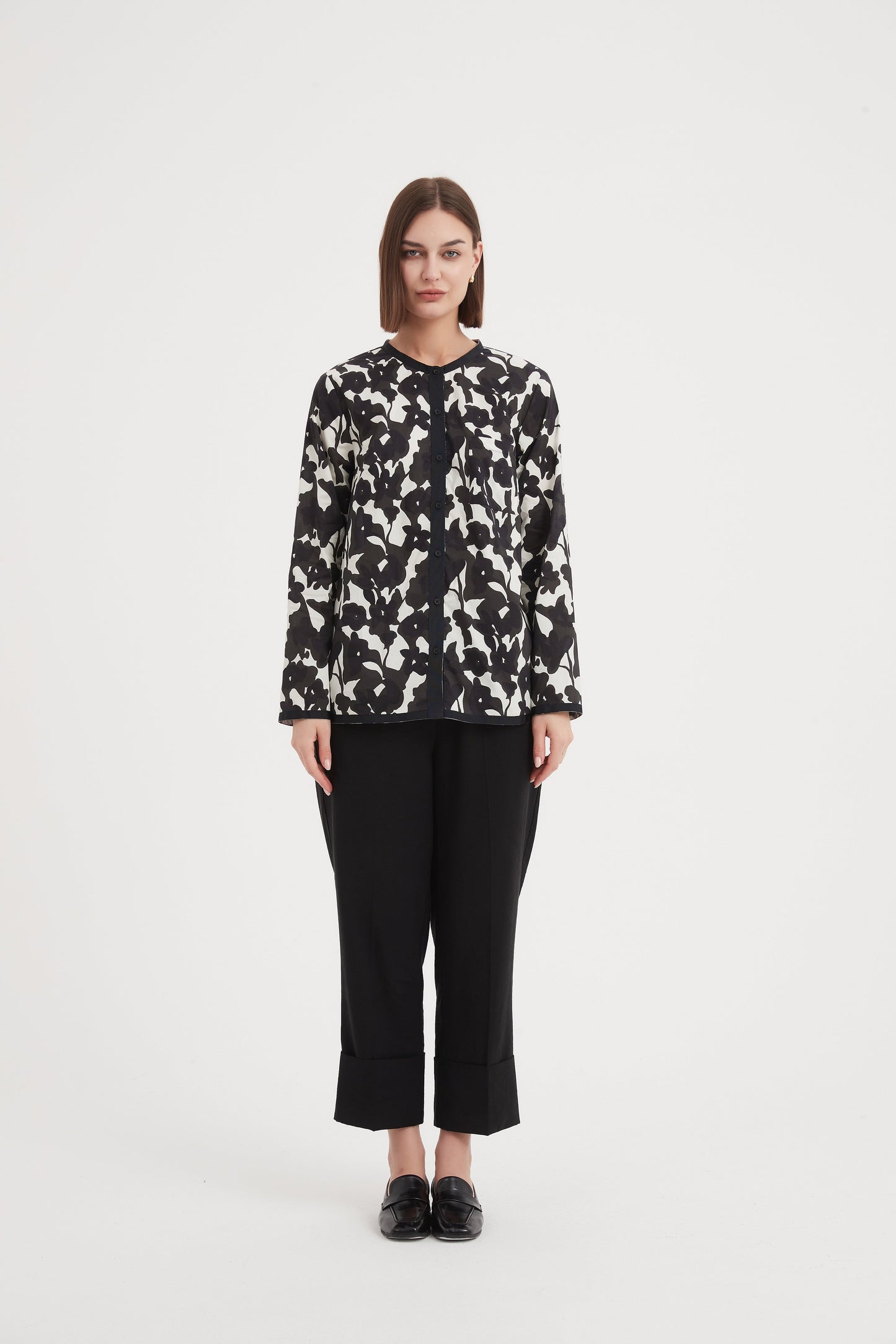 Tirelli - Grosgrain Detail Shirt - Black Floral