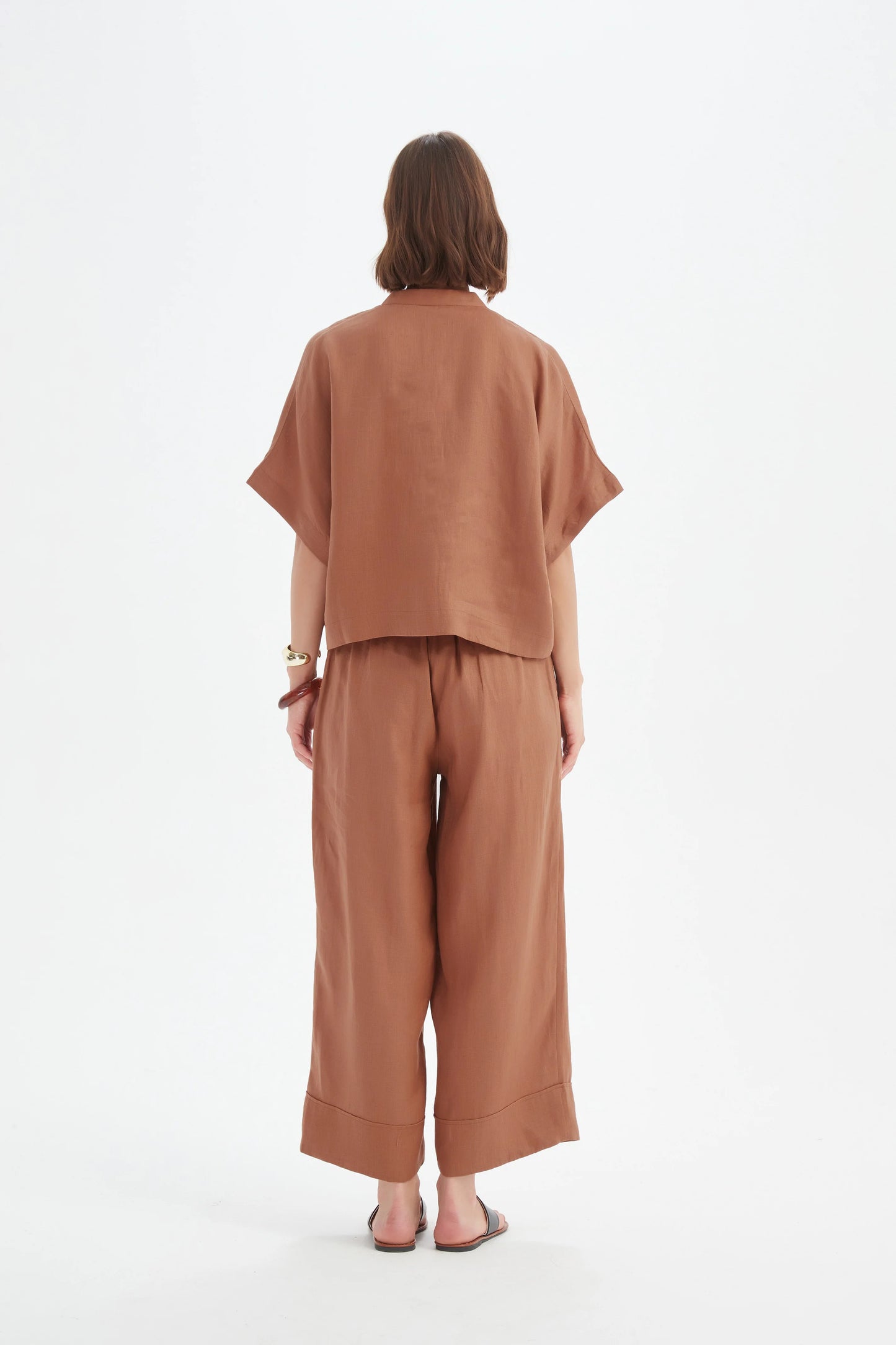 Tirelli - Boxy Button Linen Shirt - Cedar