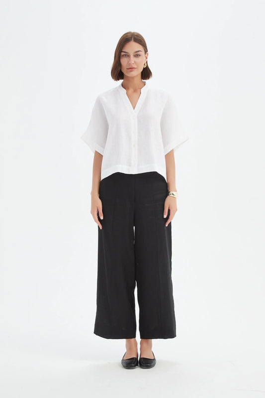 Tirelli - Boxy Button Linen Shirt - White