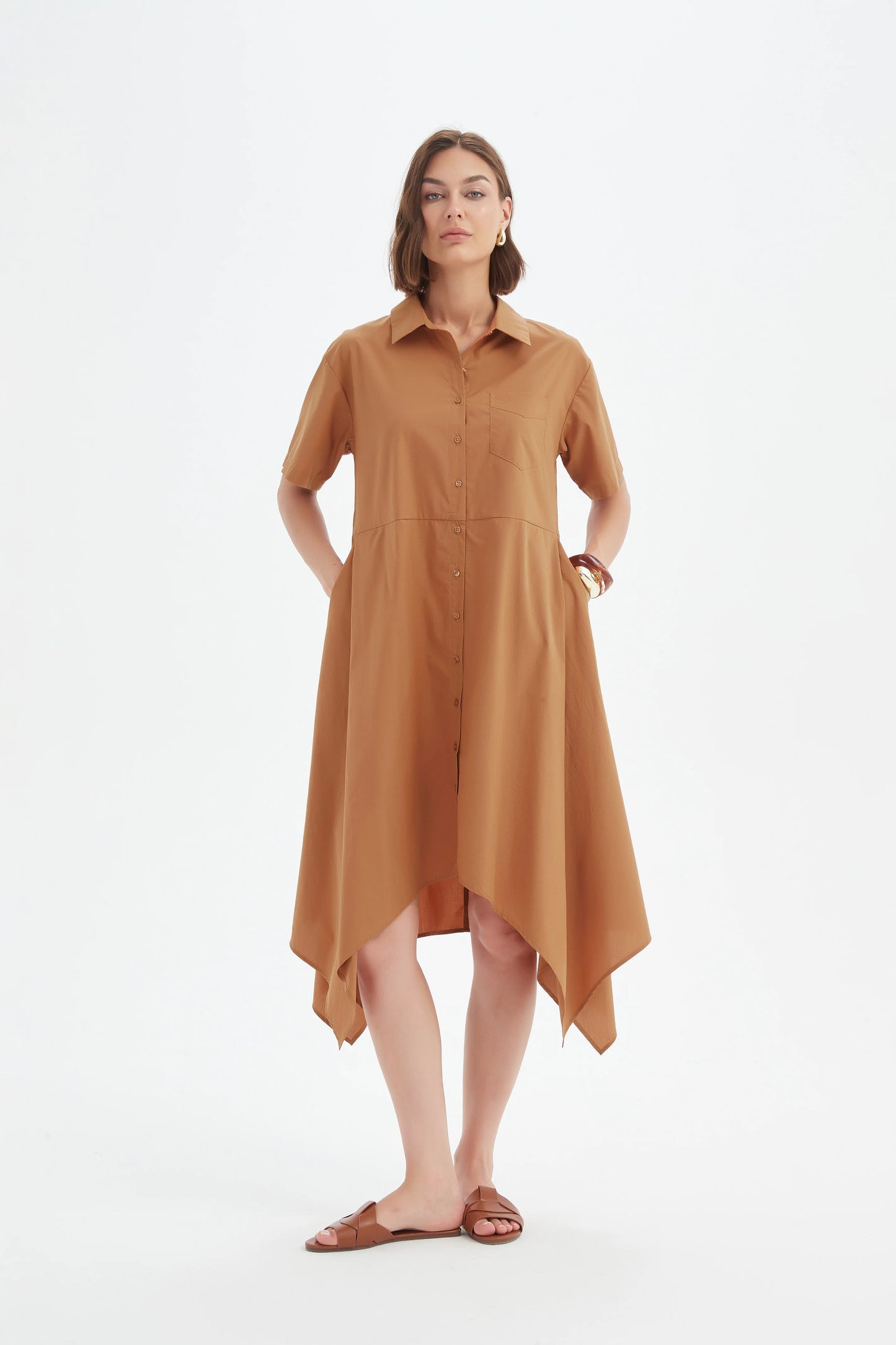 Tirelli - Hanky Hem Shirt Dress - Russet