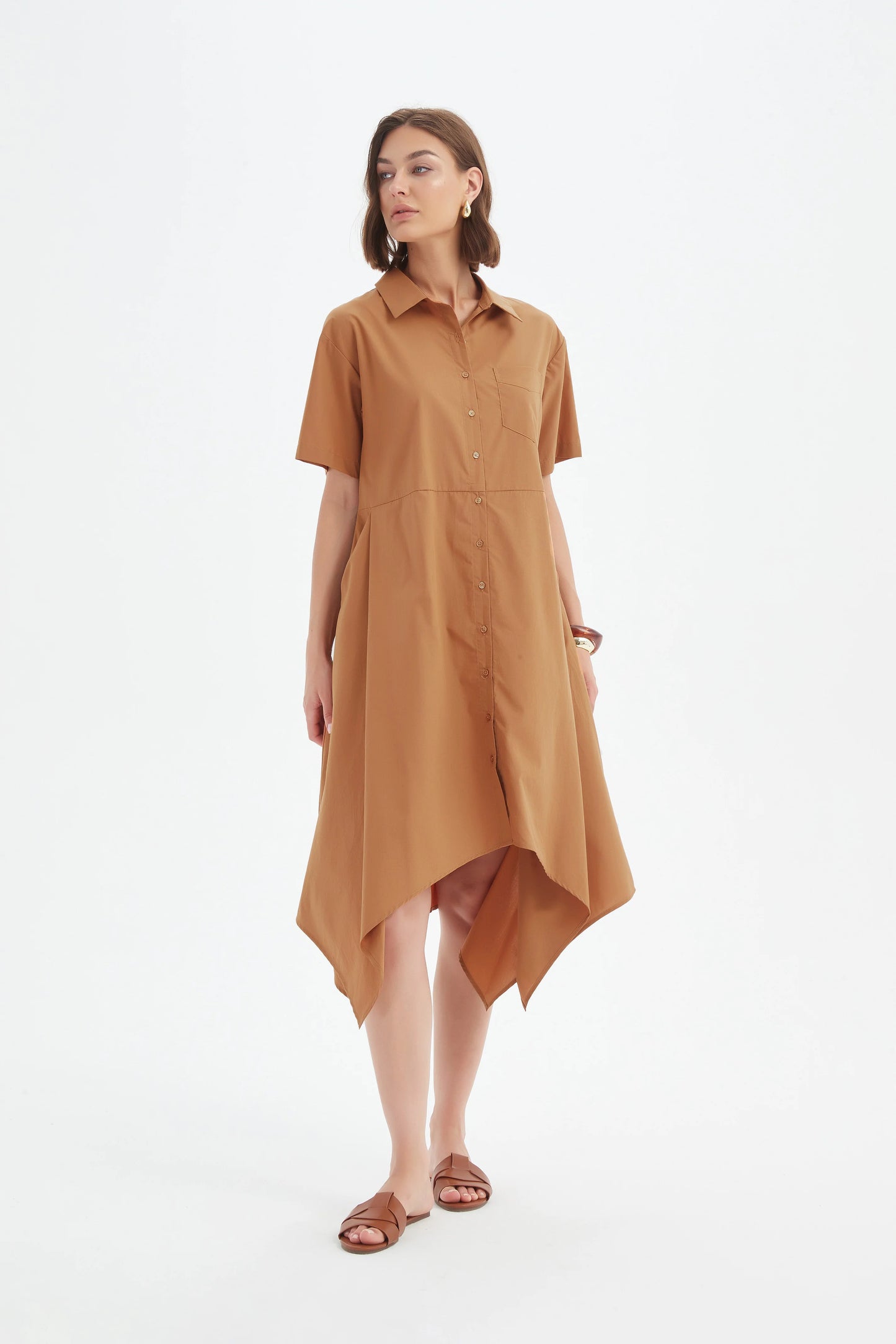 Tirelli - Hanky Hem Shirt Dress - Russet