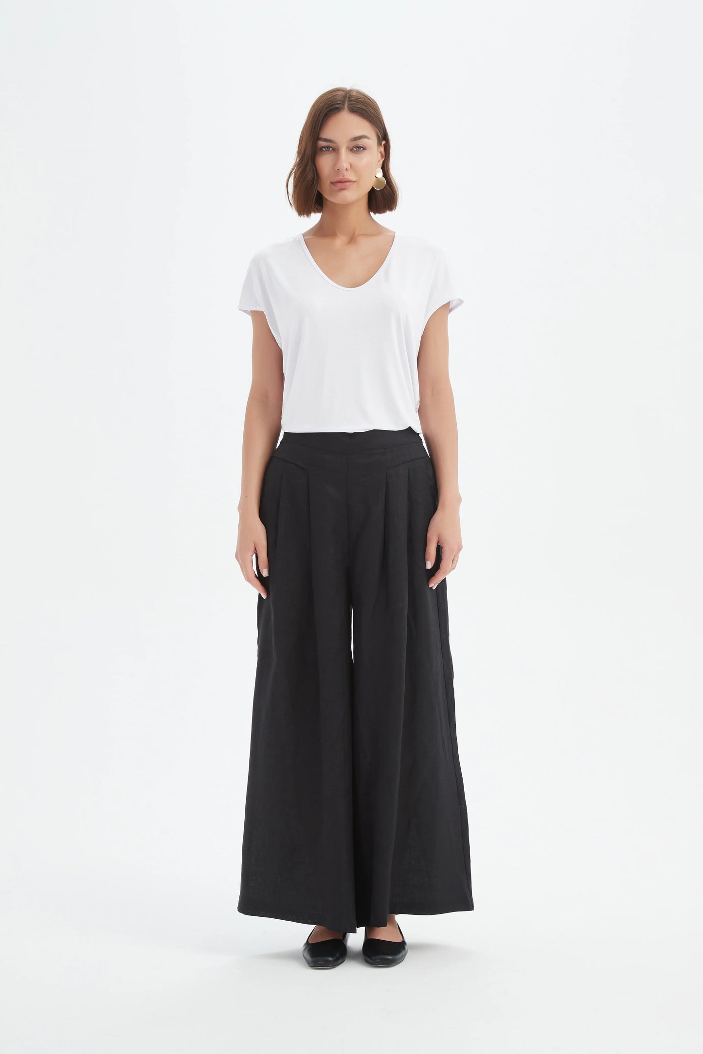 Tirelli - Pleat Front Palazzo Pant - Black
