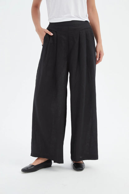 Tirelli - Pleat Front Palazzo Pant - Black