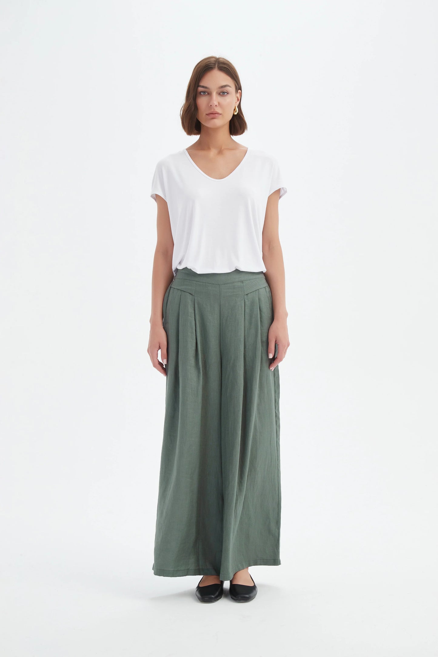 Tirelli - Pleat Front Palazzo Pant - Petrol
