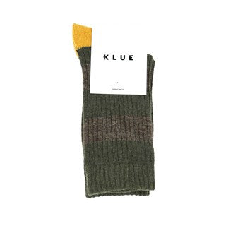 Klue - Merino Wool Socks Mens - Stripes - Khaki