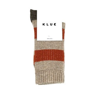Klue - Merino Wool Socks - Stripes - Beige & Orange