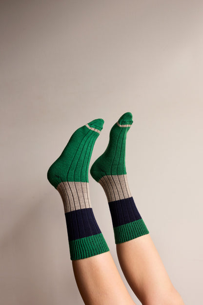 Tightology - Chunky Rib Merino Wool Socks - Lark Green - One Size
