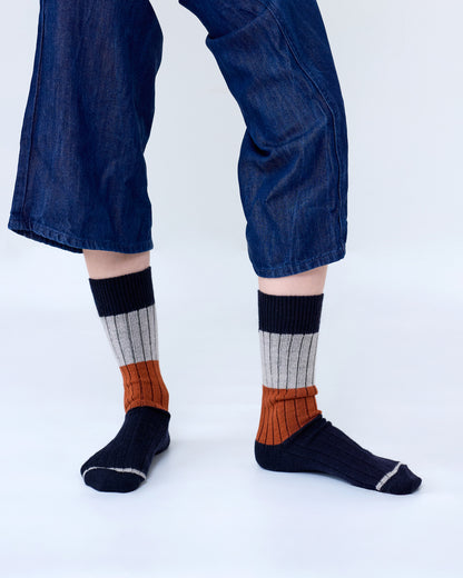 Tightology - Chunky Rib Merino Wool Socks - Midnight - One Size