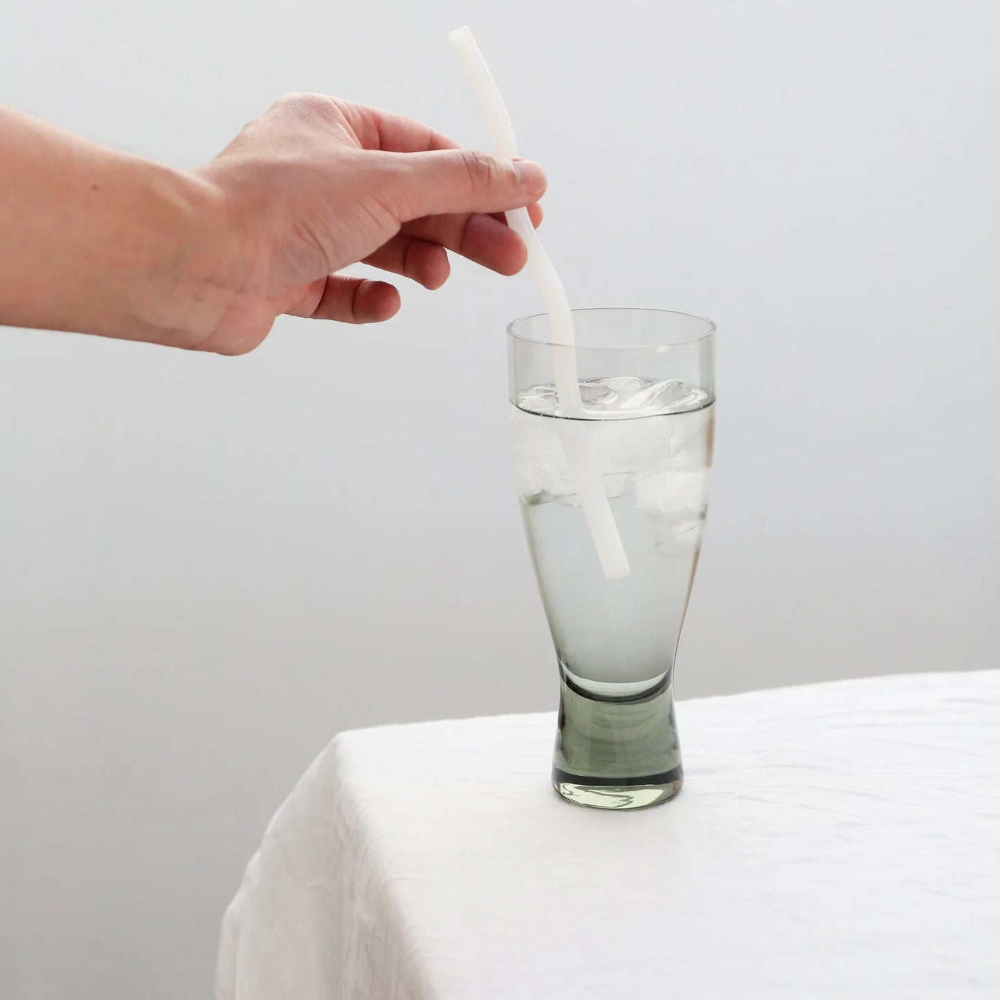Designstuff - Curve Glass Straw - Mixed Mist/lemon/white/cinnamon (set Of 4)