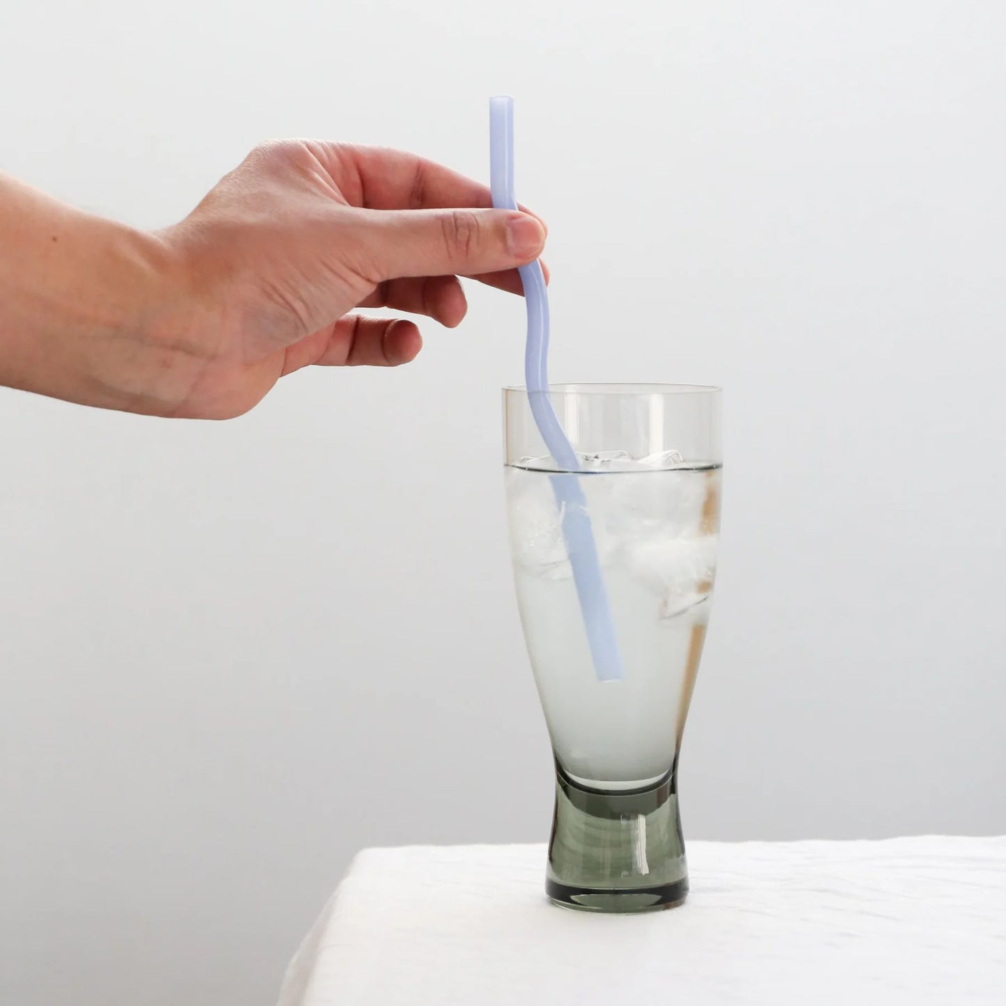 Designstuff - Curve Glass Straw - Mixed Mist/lemon/white/cinnamon (set Of 4)