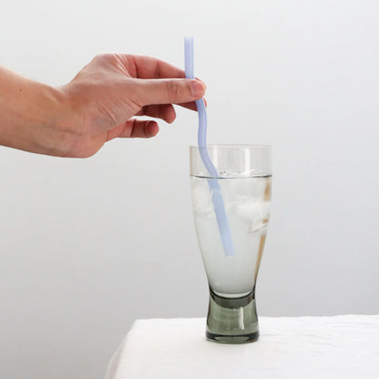 Designstuff - Curve Glass Straw - Mixed Mist/lemon/white/cinnamon (set Of 4)