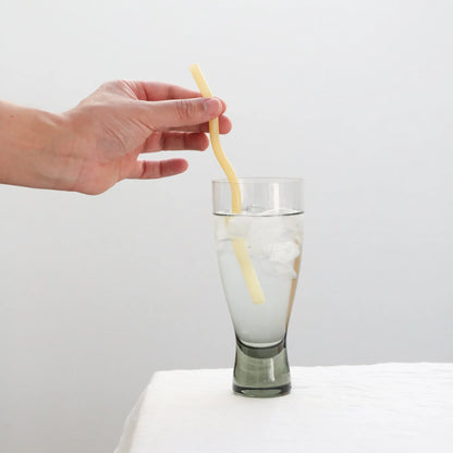 Designstuff - Curve Glass Straw - Mixed Mist/lemon/white/cinnamon (set Of 4)