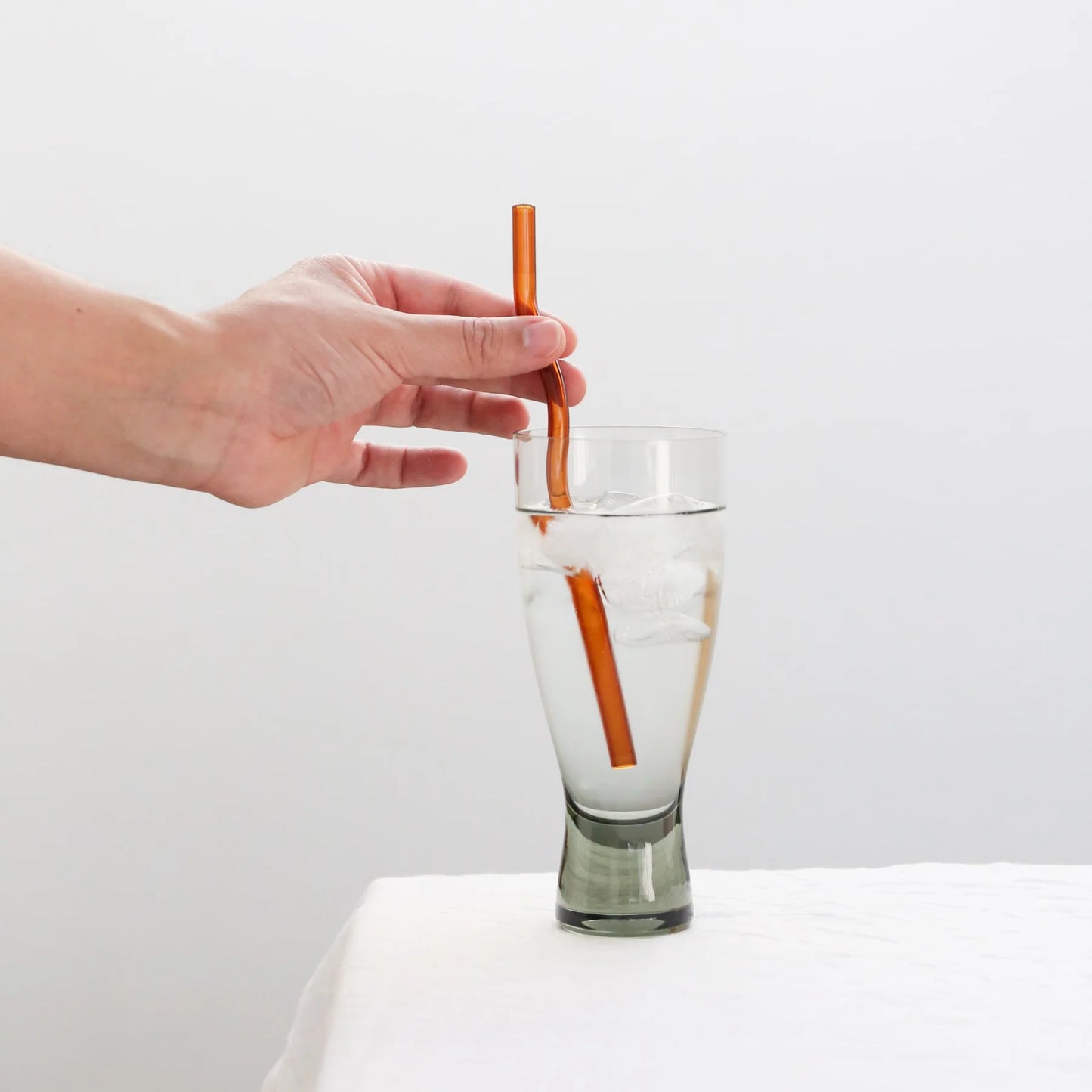 Designstuff - Curve Glass Straw - Mixed Mist/lemon/white/cinnamon (set Of 4)