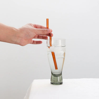 Designstuff - Curve Glass Straw - Mixed Mist/lemon/white/cinnamon (set Of 4)