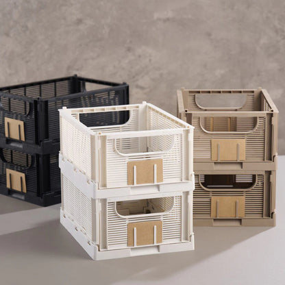 Designstuff - Linear Collapsible Crate - M - Chalk (set Of 2)