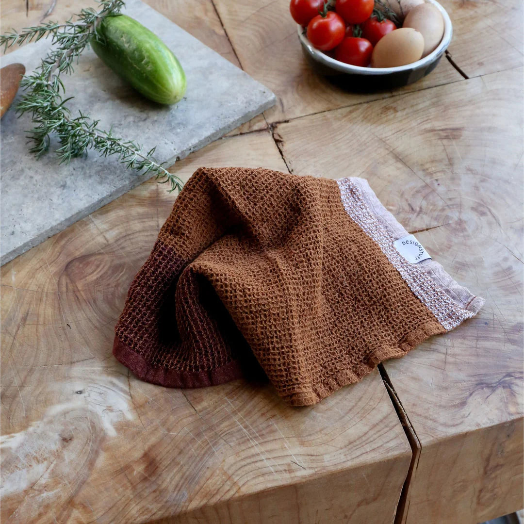 Designstuff - Waffle Dishcloth - Cinnamon / White (set Of 2)