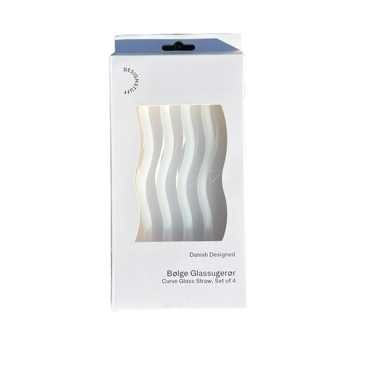 Designstuff - Curve Glass Straw - White (set Of 4)