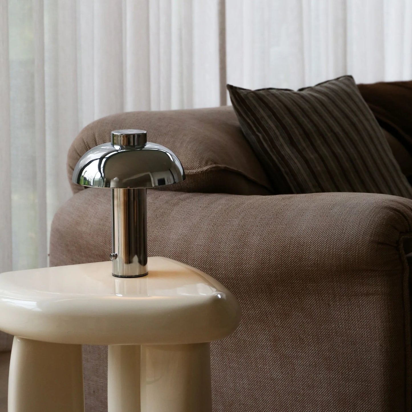 Designstuff - Elio Pillar Portable Lamp - Chrome/chrome