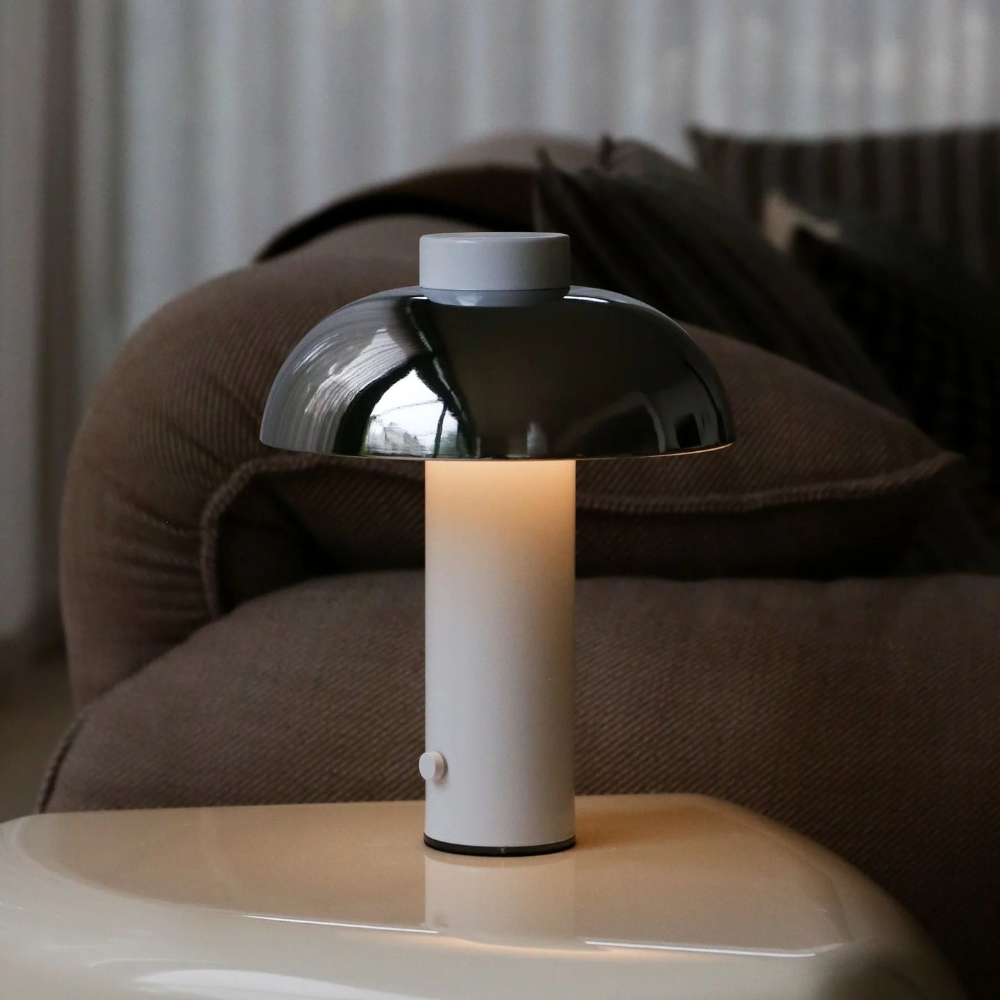 Designstuff - Elio Pillar Portable Lamp - White/chrome