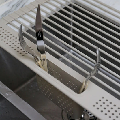 Designstuff - Folding Dishrack With Cutlery Holder - Sand