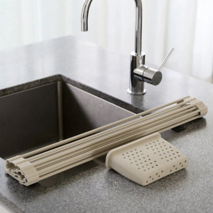 Designstuff - Folding Dishrack With Cutlery Holder - Sand