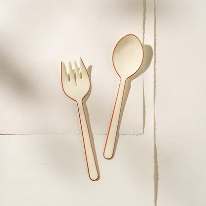 Inartisan - Alder Enamel Salad Server - Cream